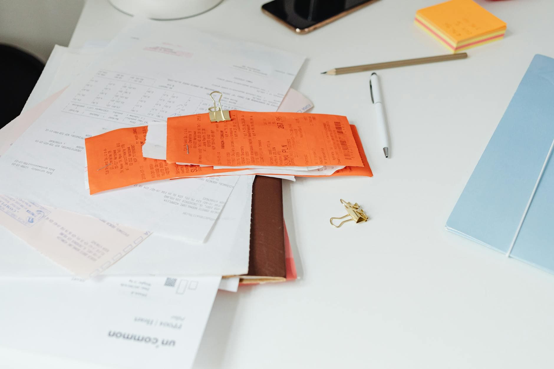 Office desk with paperwork and documents ready for document processing automation